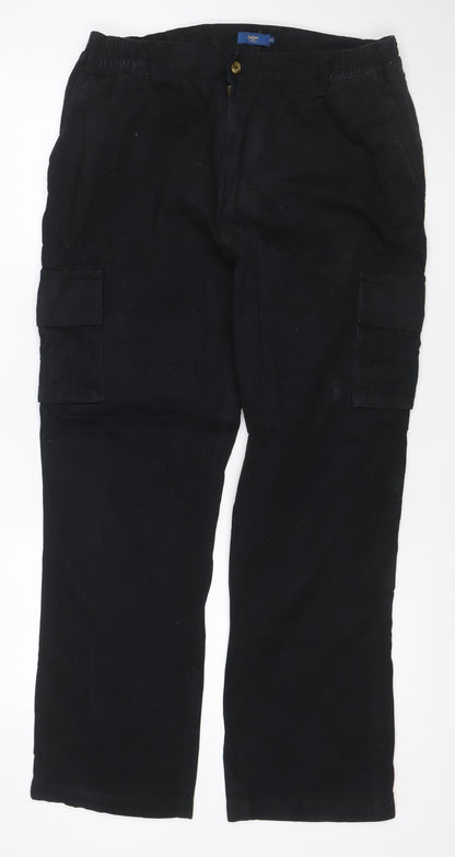 Cotton Traders Men's Black 36 Cargo Trousers Adjustable Waist