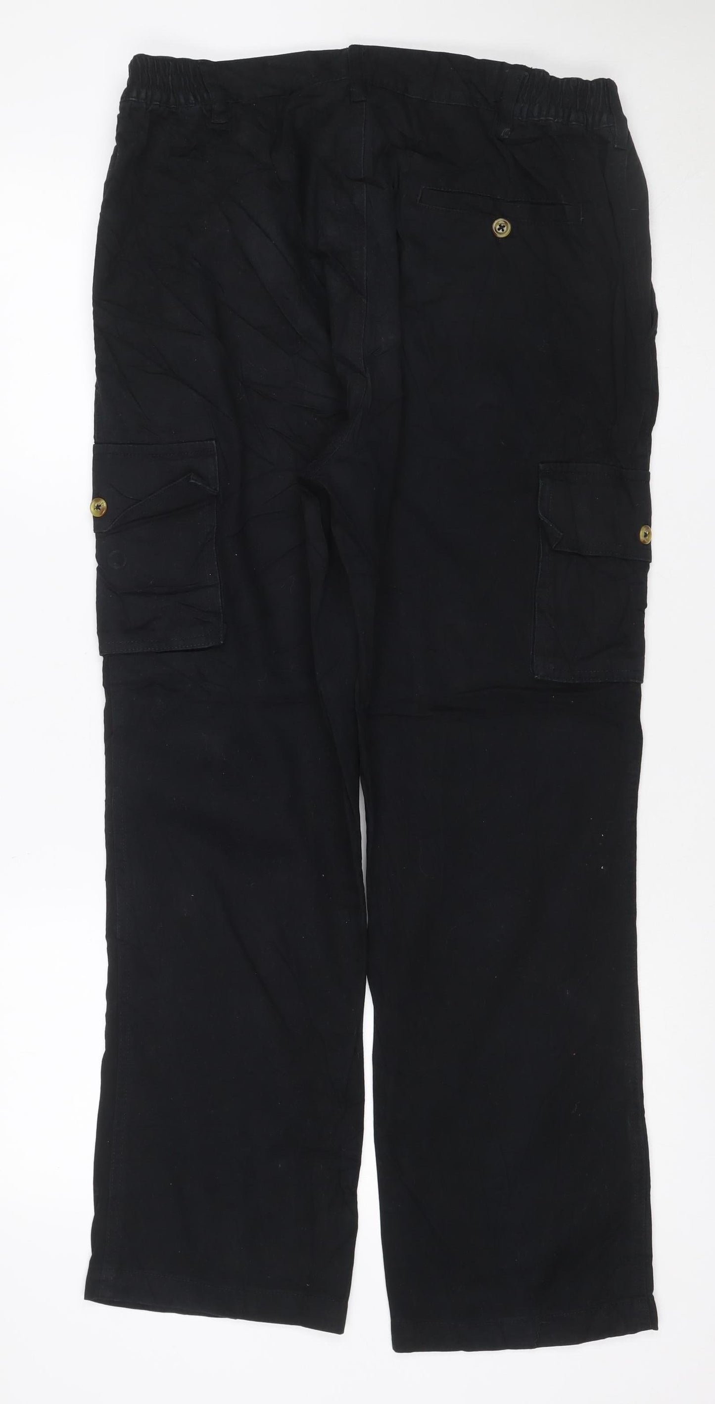 Cotton Traders Men's Black 36 Cargo Trousers Adjustable Waist