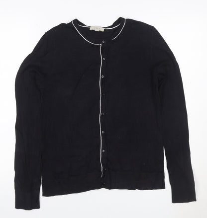LOFT Women’s Black White Trim Cotton Button Cardigan Size S