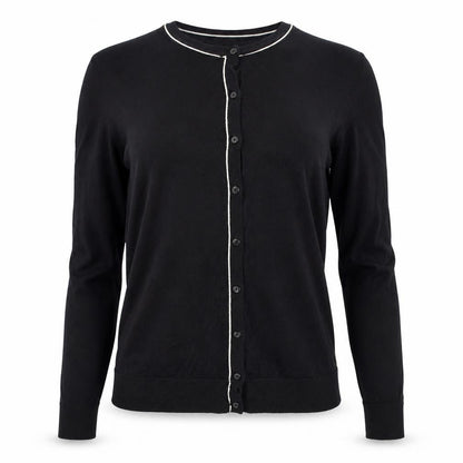 LOFT Women’s Black White Trim Cotton Button Cardigan Size S