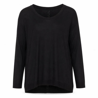 H&M Women Black M V-Neck Long Sleeve Rhinestone Knit Tunic Jumper