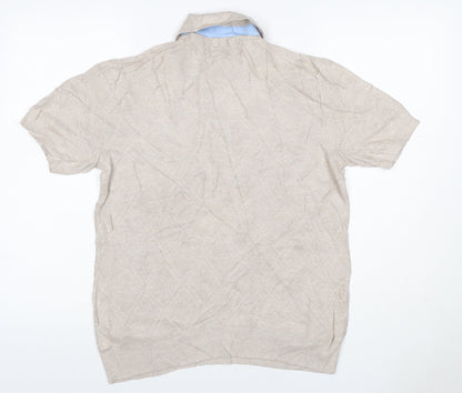 Ted Baker Men's Beige Size S Textured Knit Short Sleeve Polo Shirt