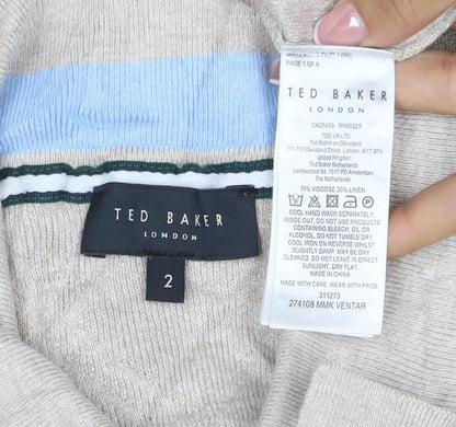 Ted Baker Men's Beige Size S Textured Knit Short Sleeve Polo Shirt