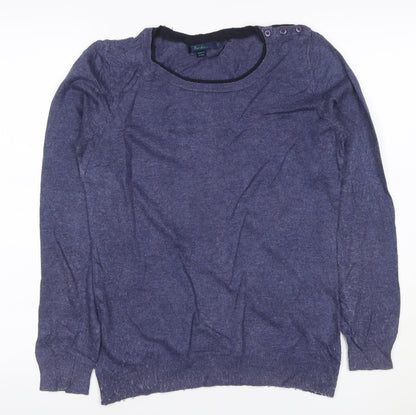 Boden Women’s Blue Cashmere Angora Blend Crew Neck Jumper UK 4