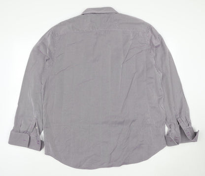 Jasper Conran Men Purple Striped 18.5 Slim Fit Cotton Shirt