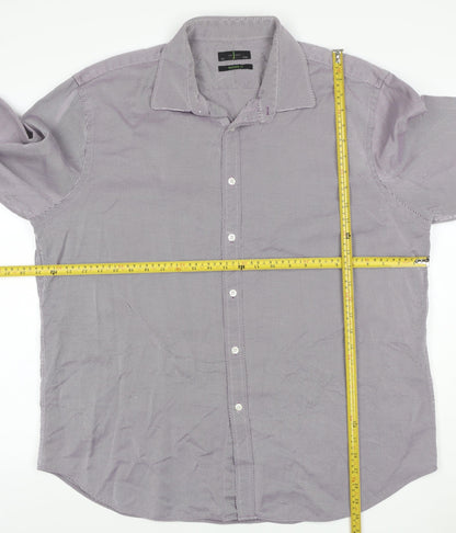 Jasper Conran Men Purple Striped 18.5 Slim Fit Cotton Shirt