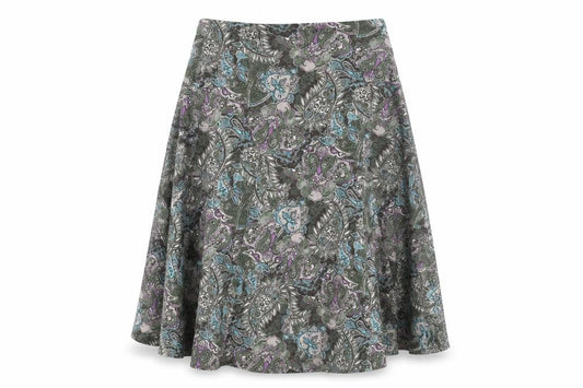 M&S Women Green Paisley Midi Flare Skirt UK 14 Stretch