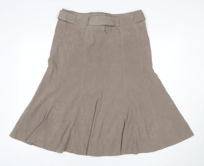 Classics Women Brown UK 14 Long Flared Belted Skirt