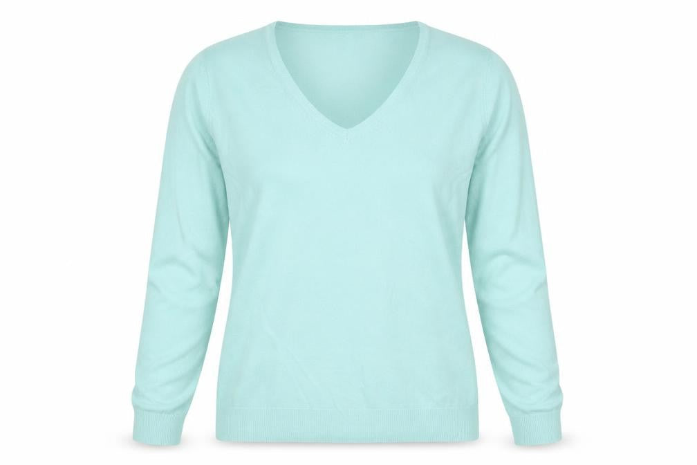 Marks & Spencer Women Green UK 12 V-Neck Acrylic Knit Jumper
