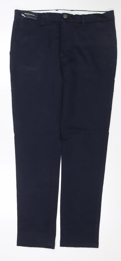 Marks and Spencer Autograph Men Blue 34/33 Slim Stretch Dress Trousers