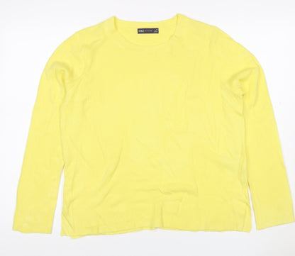 Marks and Spencer Women Yellow Size 16 Crew Neck Knit Pullover Jumper