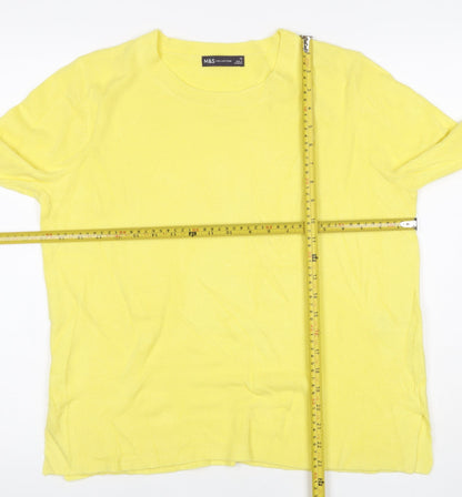Marks and Spencer Women Yellow Size 16 Crew Neck Knit Pullover Jumper