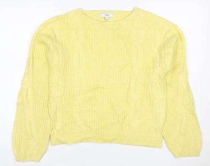 Marks and Spencer Women Yellow S Cable Knit Cashmere Blend Jumper