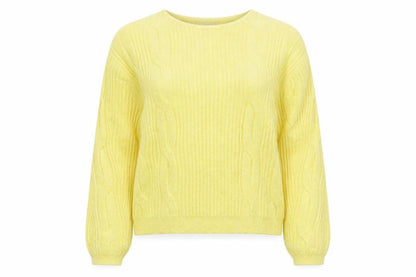 Marks and Spencer Women Yellow S Cable Knit Cashmere Blend Jumper