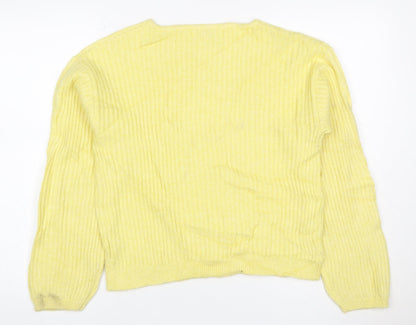 Marks and Spencer Women Yellow S Cable Knit Cashmere Blend Jumper