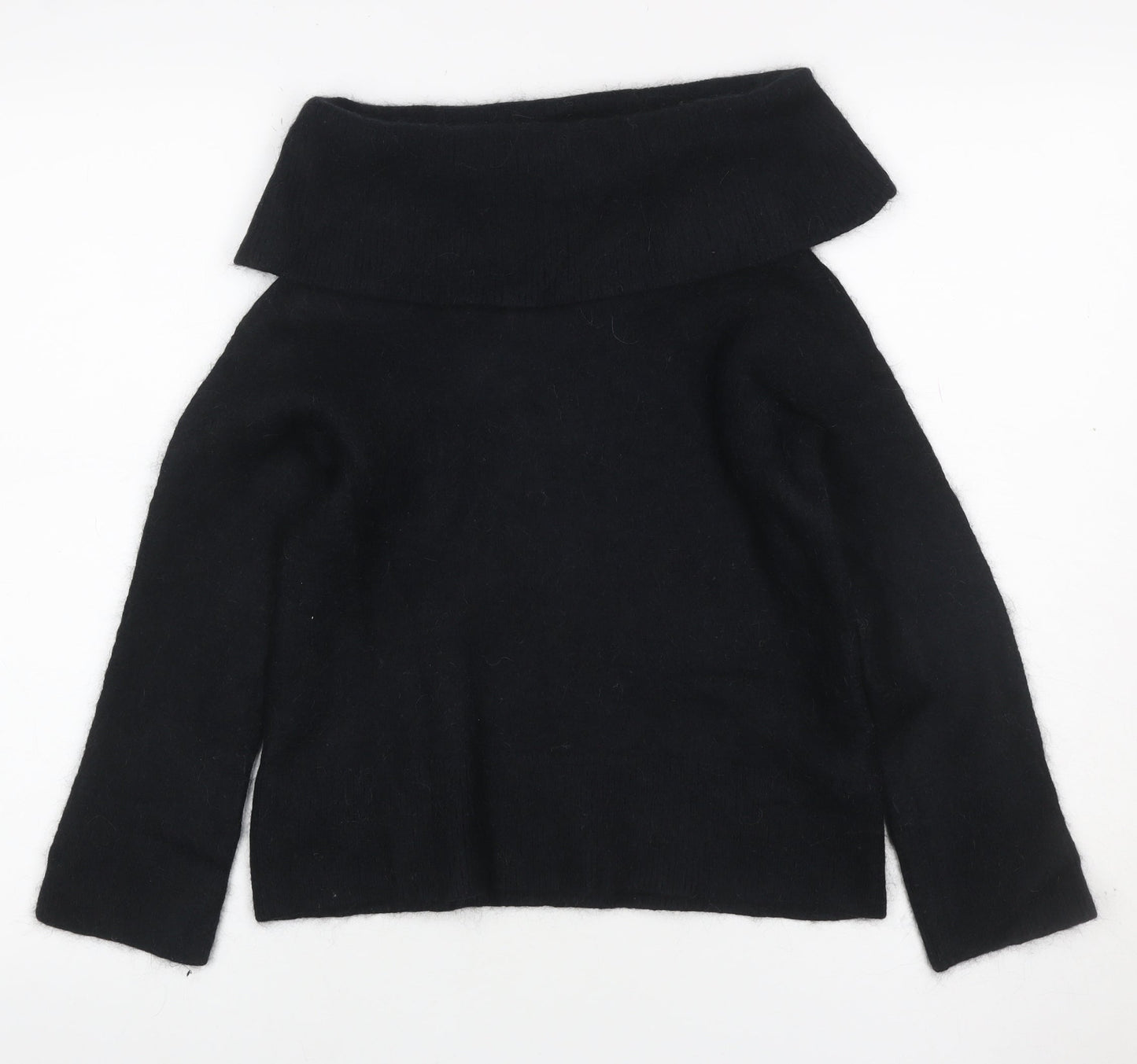 COS Women Black L Wool Alpaca Roll Neck Raglan Knit Jumper