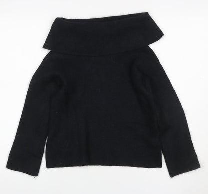 COS Women Black L Wool Alpaca Roll Neck Raglan Knit Jumper