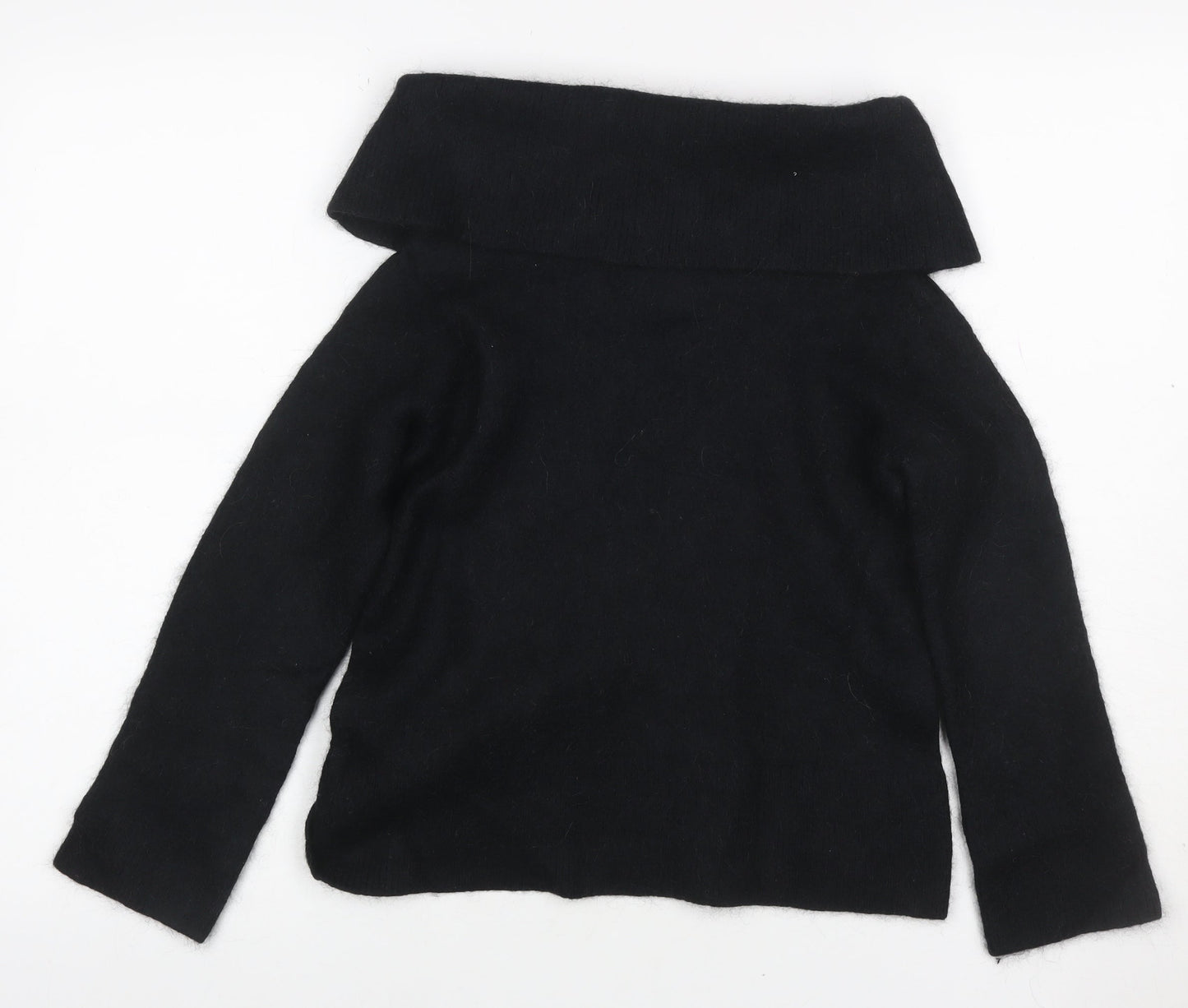 COS Women Black L Wool Alpaca Roll Neck Raglan Knit Jumper