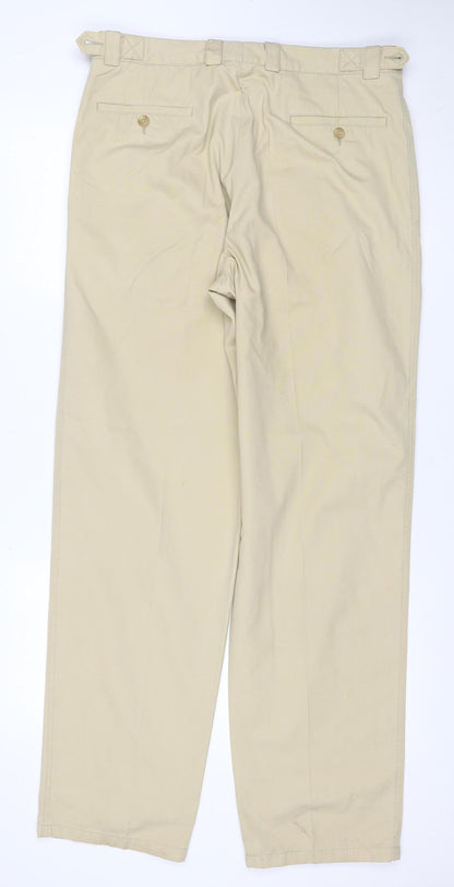 Sport Reed Men’s Beige 34R Cotton Chino Trousers Adjustable Waist