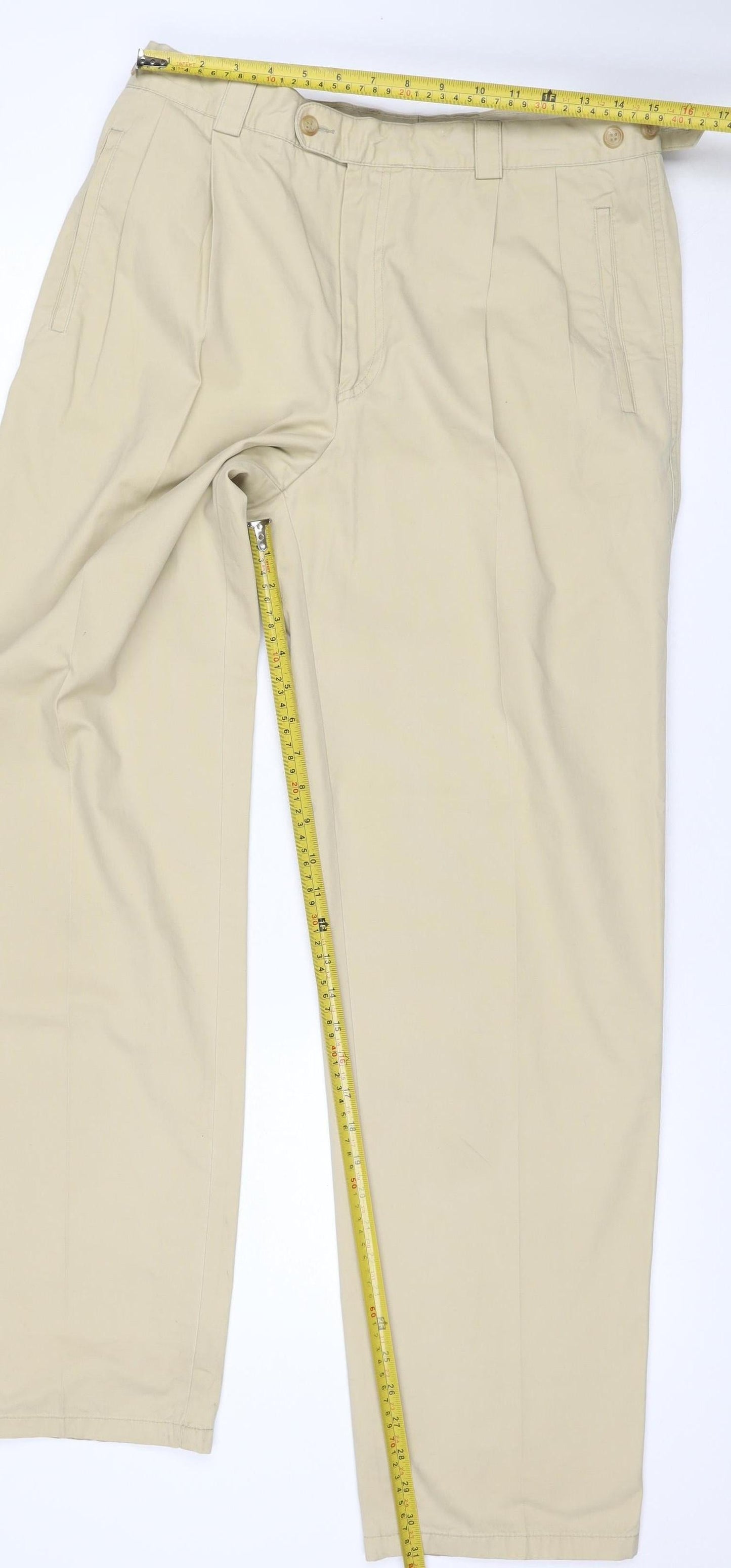 Sport Reed Men’s Beige 34R Cotton Chino Trousers Adjustable Waist