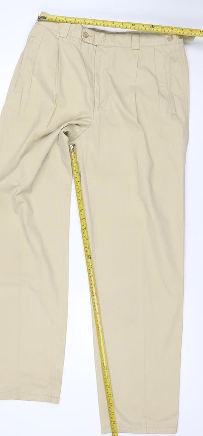 Sport Reed Men’s Beige 34R Cotton Chino Trousers Adjustable Waist