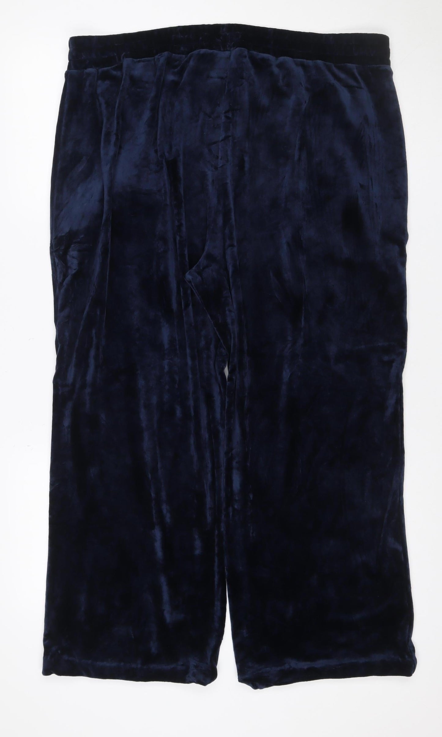 Marks & Spencer Women Blue UK 18 Short Velour Track Pants Drawstring