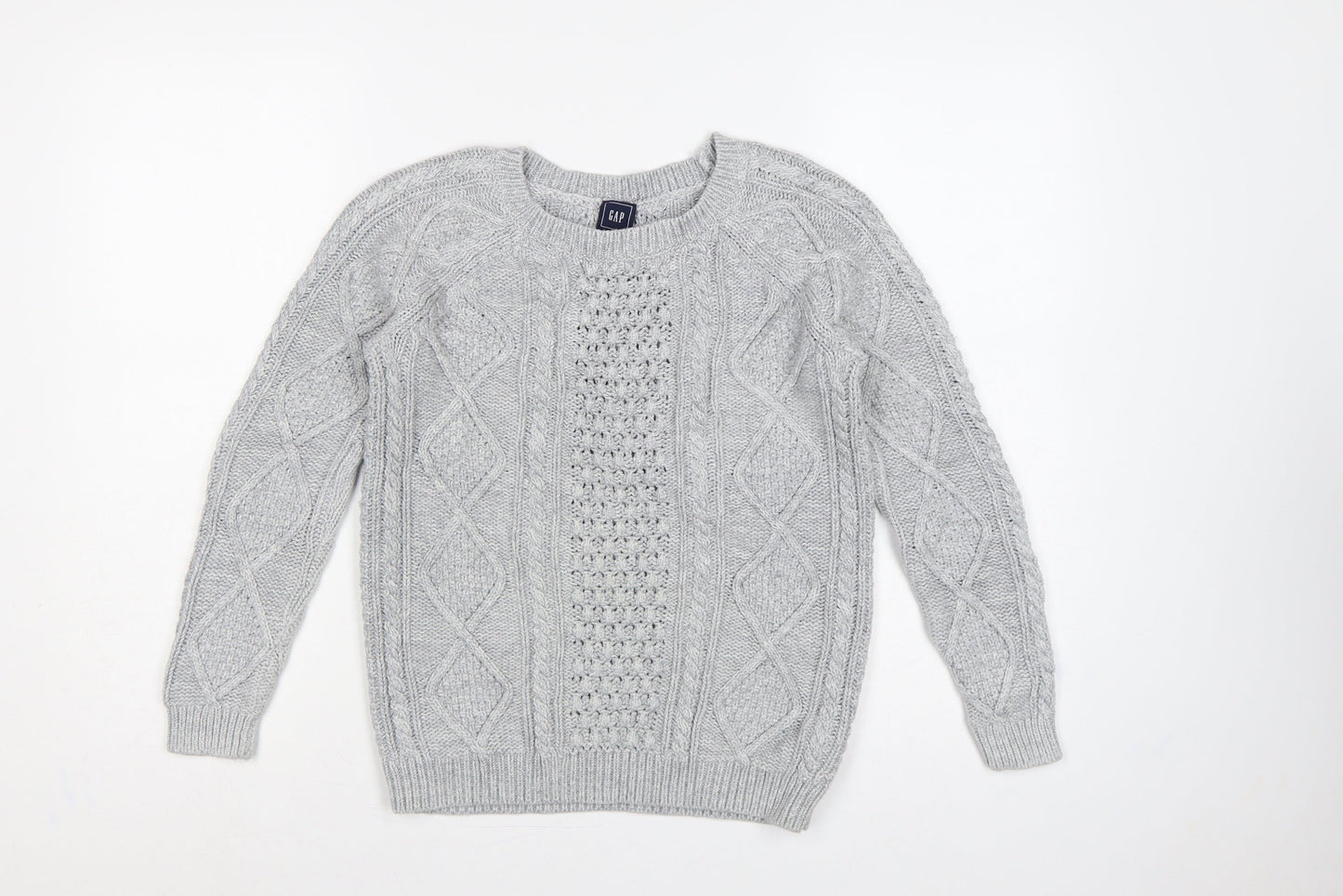GAP Women’s Grey XS Cable-Knit Cotton Crew Neck Jumper