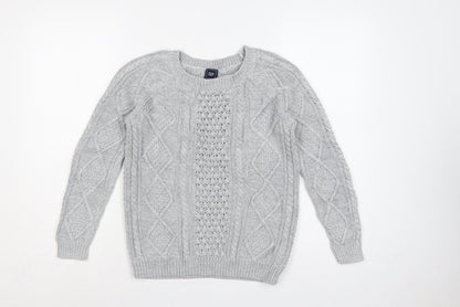 GAP Women’s Grey XS Cable-Knit Cotton Crew Neck Jumper