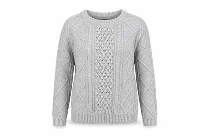 Gap Women’s Grey XS Cable-Knit Cotton Crew Neck Jumper
