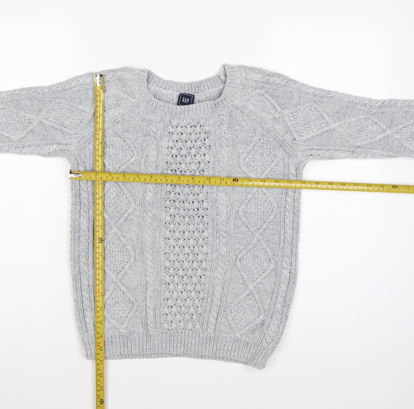 GAP Women’s Grey XS Cable-Knit Cotton Crew Neck Jumper