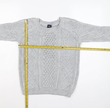 GAP Women’s Grey XS Cable-Knit Cotton Crew Neck Jumper