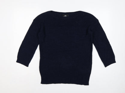 Wallis Women’s Navy Blue S Boat Neck Raglan Knit Pullover Jumper