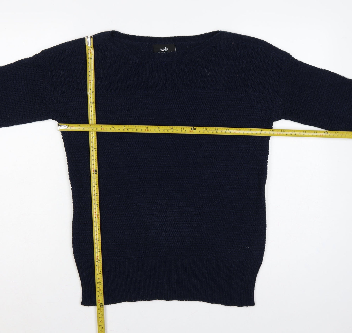 Wallis Women’s Navy Blue S Boat Neck Raglan Knit Pullover Jumper