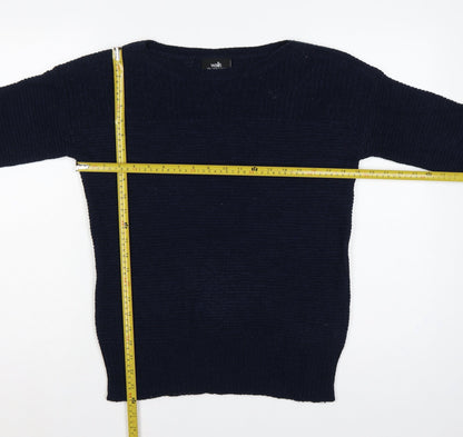 Wallis Women’s Navy Blue S Boat Neck Raglan Knit Pullover Jumper