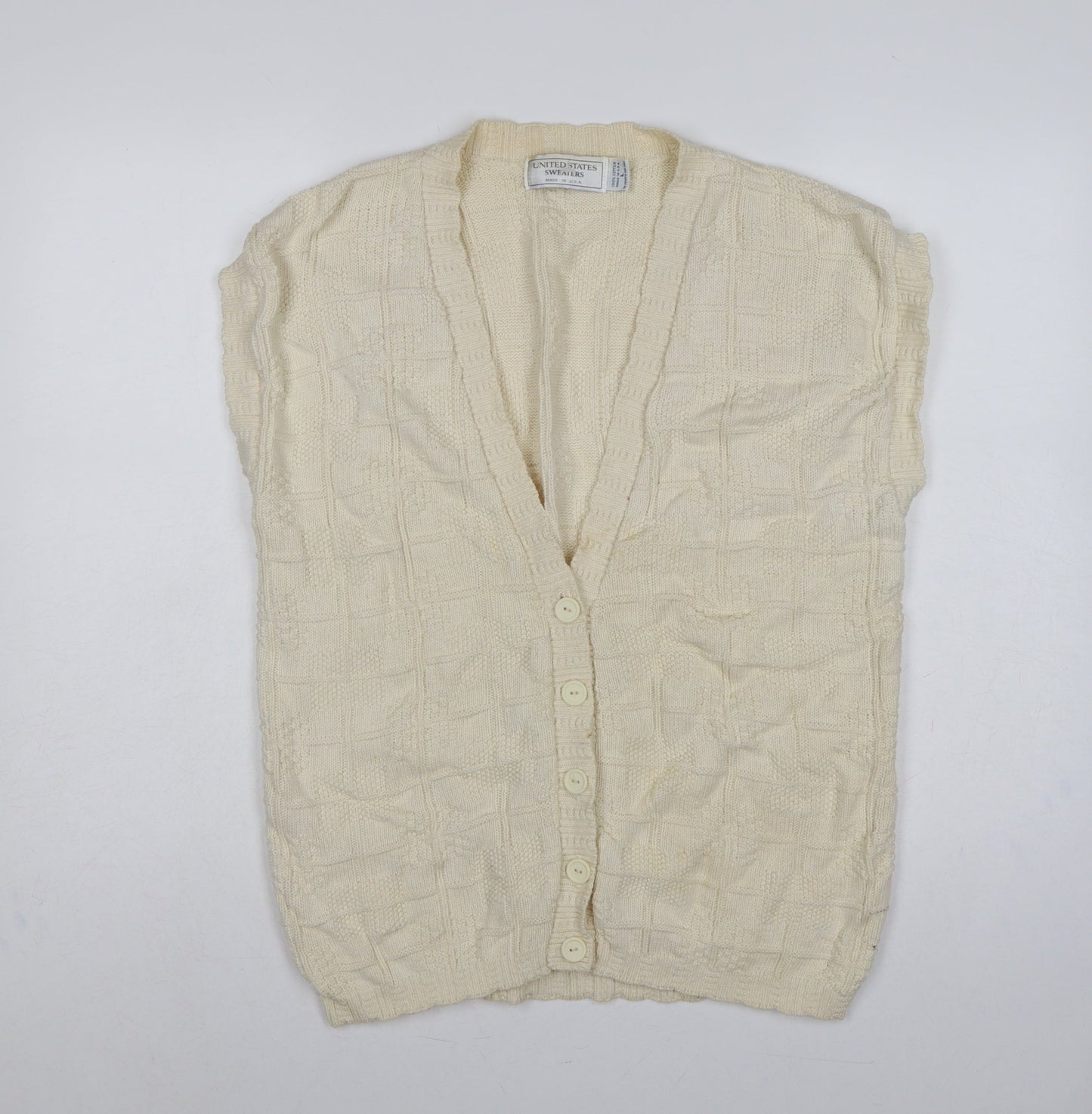 United States Sweaters Women’s Ivory L Cotton Knit Button Cardigan Vest