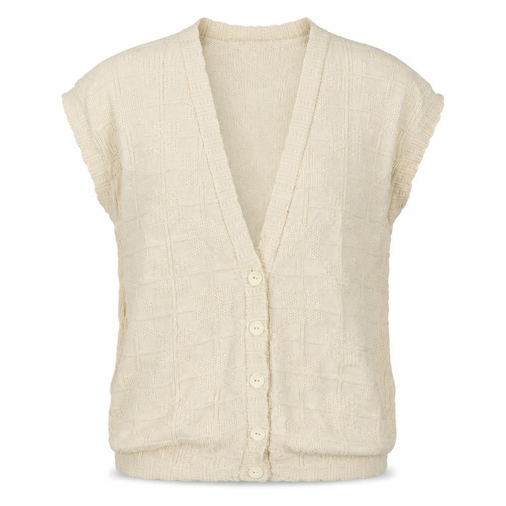 United States Sweaters Women’s Ivory L Cotton Knit Button Cardigan Vest