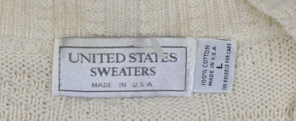 United States Sweaters Women’s Ivory L Cotton Knit Button Cardigan Vest