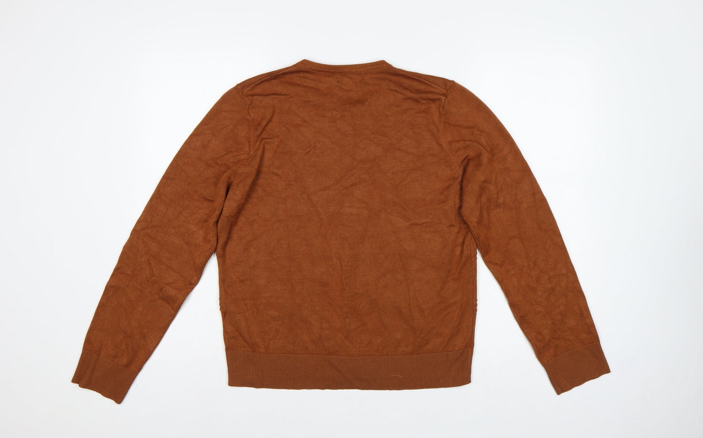 Tenney Rose Women’s Brown L Button Geometric Knit Cardigan