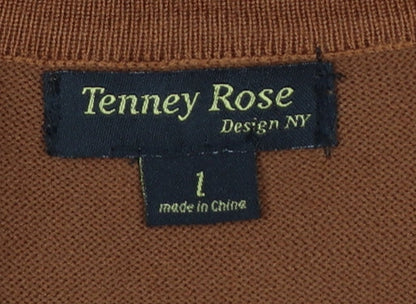Tenney Rose Women’s Brown L Button Geometric Knit Cardigan
