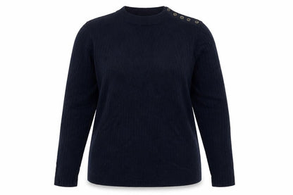 Per Una Women’s Blue UK 18 Rib Knit Button Shoulder Jumper