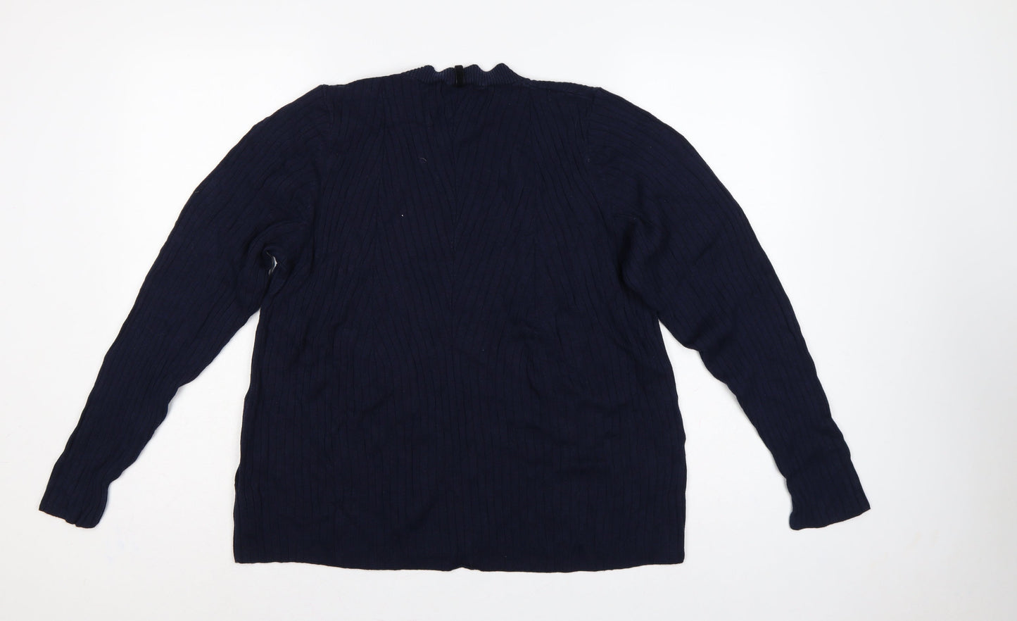Per Una Women’s Blue UK 18 Rib Knit Button Shoulder Jumper