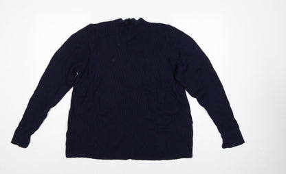 Per Una Women’s Blue UK 18 Rib Knit Button Shoulder Jumper