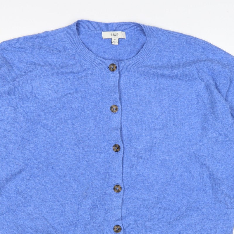Marks and Spencer Women Blue XL Button Front Knit Cardigan
