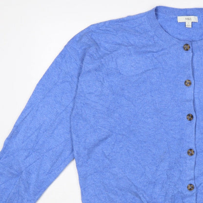 Marks and Spencer Women Blue XL Button Front Knit Cardigan