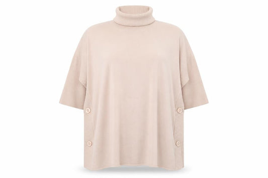 Front view of Gerard Women's Pink L Roll Neck Button Side jumper