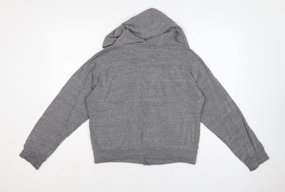 Hollister Women Grey S Full Zip Hooded Logo Fleece Hoodie