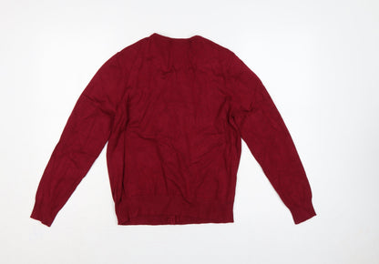 Marks and Spencer Women Red UK 12 Button Knit Beaded Cardigan