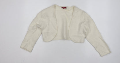 Monsoon Women’s Ivory Angora Blend Open Cardigan UK 14 Long Sleeve