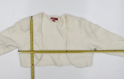 Monsoon Women’s Ivory Angora Blend Open Cardigan UK 14 Long Sleeve