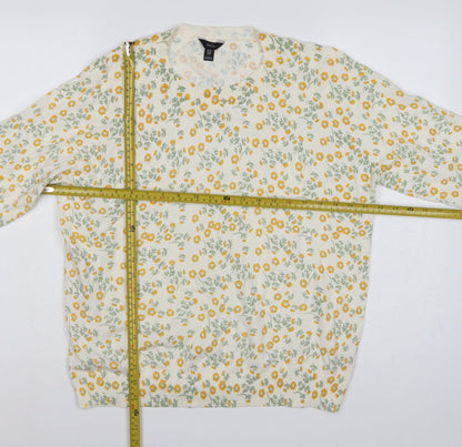 M&Co Women’s Ivory Floral Knit Pullover Jumper UK 20 Cotton